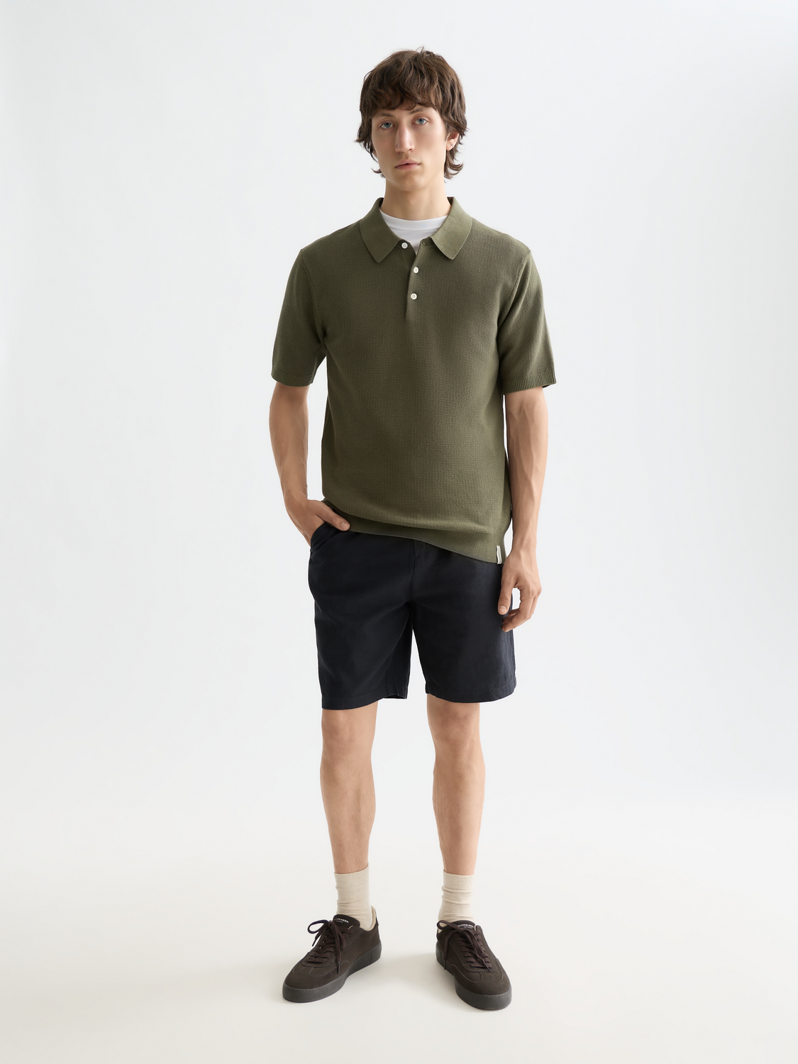 Scotch &amp; Soda Knit Polo Shirt | Olive