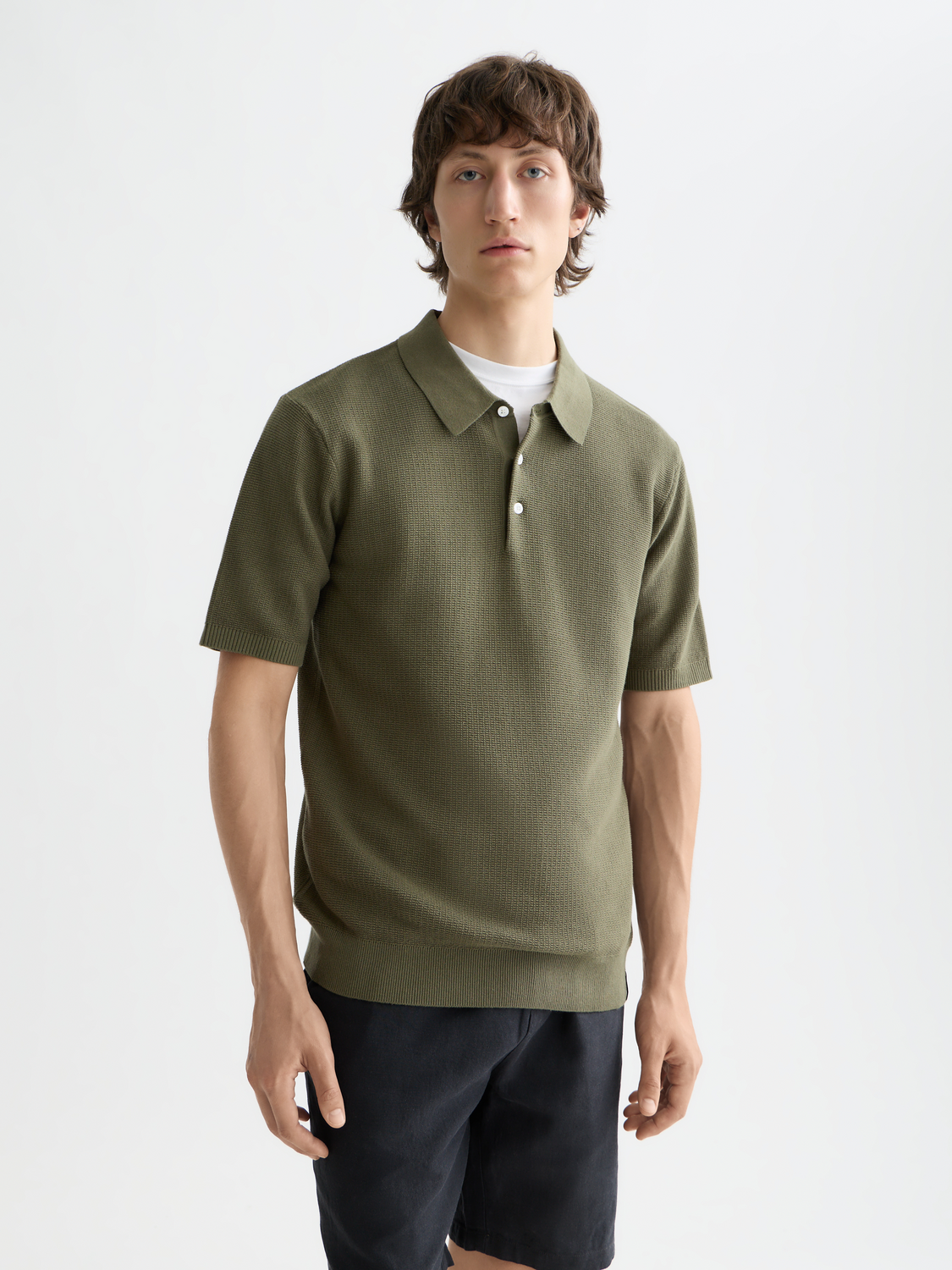Scotch &amp; Soda Knit Polo Shirt | Olive