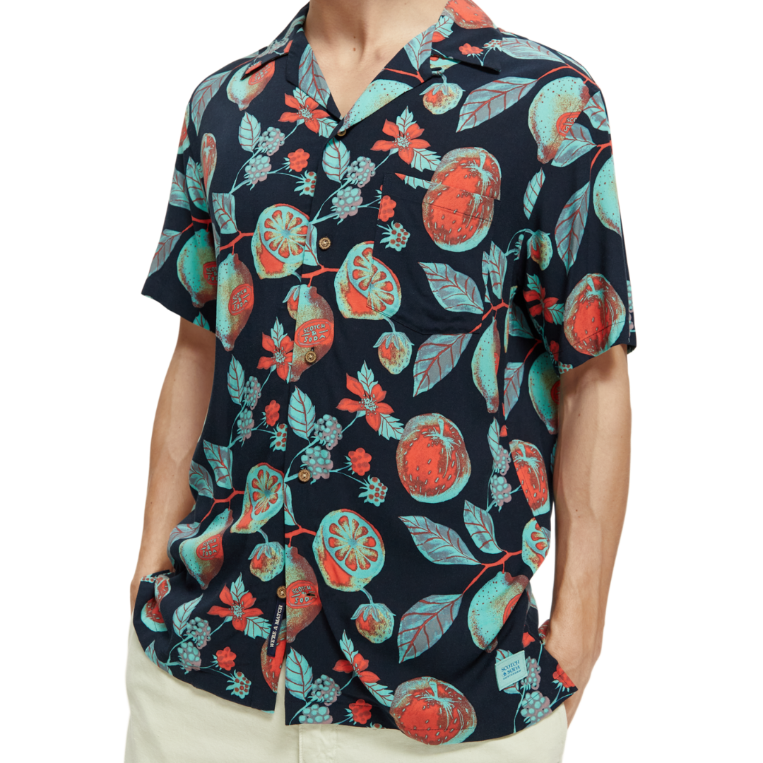 Scotch &amp; Soda Tooty Fruity Short Sleeve Shirt | Navy