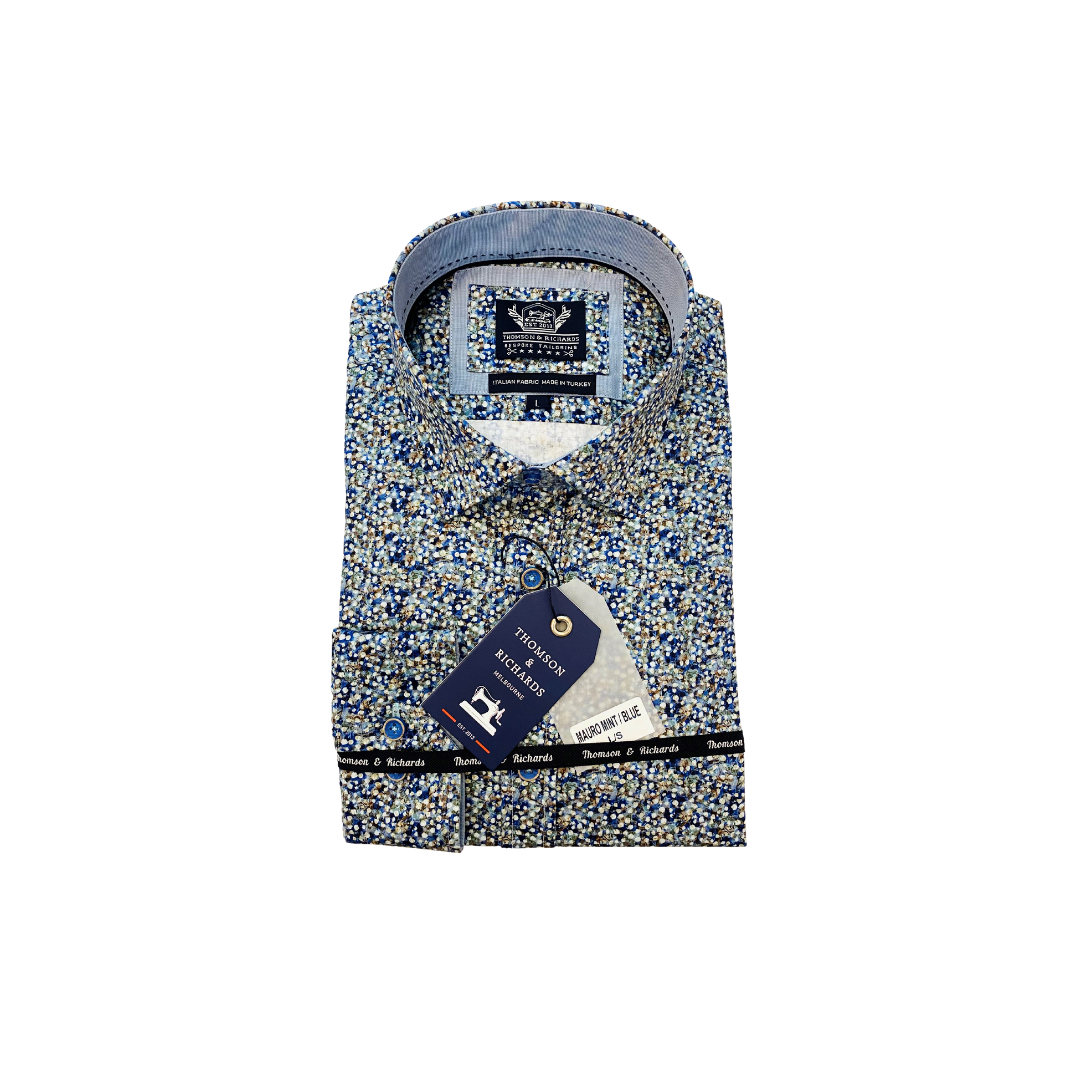 Thomson &amp; Richards Mauro Long Sleeve Shirt | Multi Blue