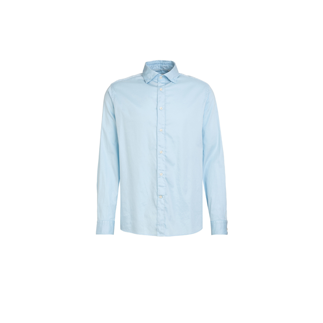 Fil Noir Plain Sateen Shirt | Light Blue