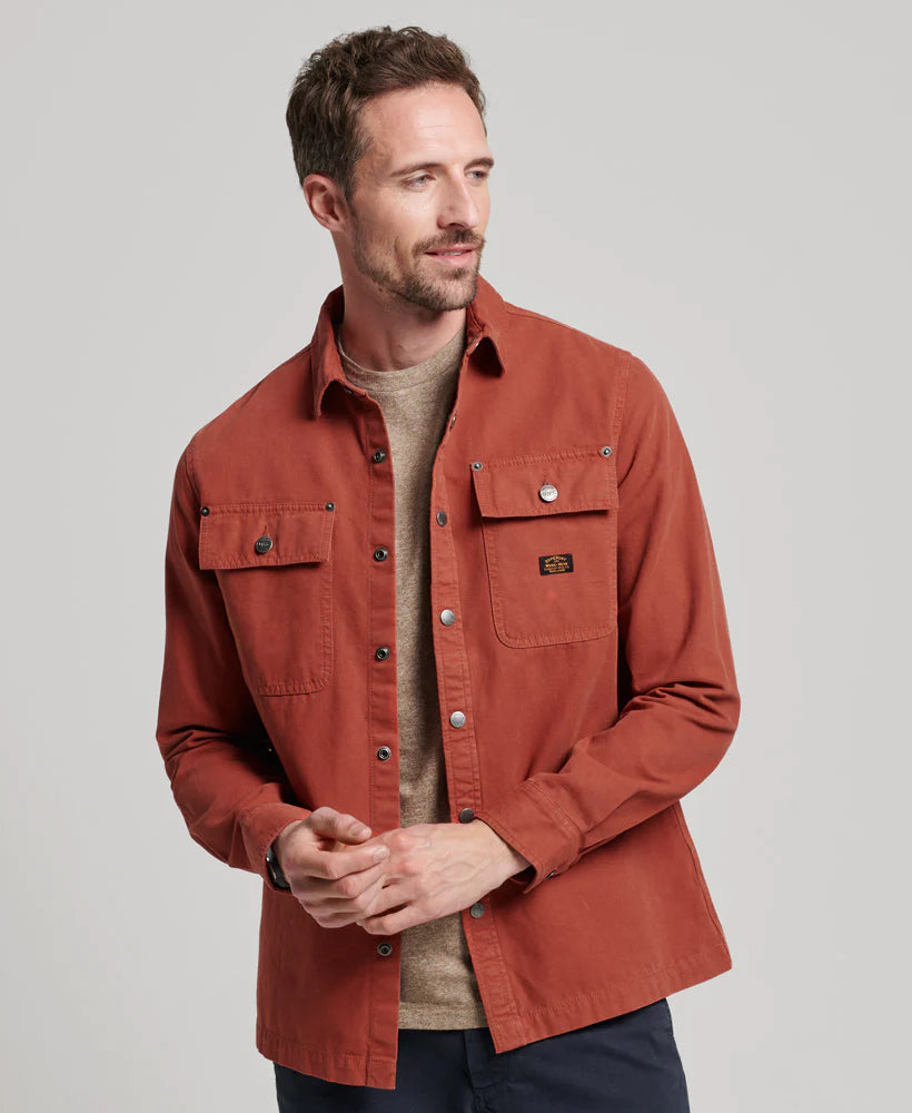 Superdry Vintage Canvas Overshirt | Smoked Cinnamon Brown