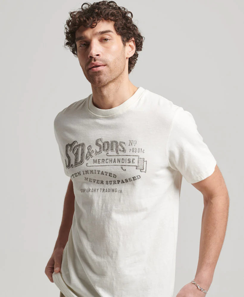 Superdry Vintage Script Workwear T Shirt | Chalk