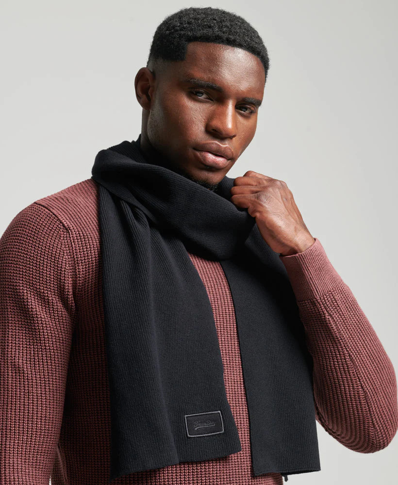 Superdry Knitted Logo Scarf | Black