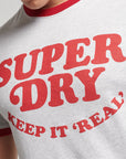Superdry Vintage Cooper Class Ringer T Shirt | Glacier Grey Marle/Red