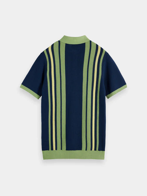 Scotch &amp; Soda Retro Stripe Knit Polo | Pistachio/Navy