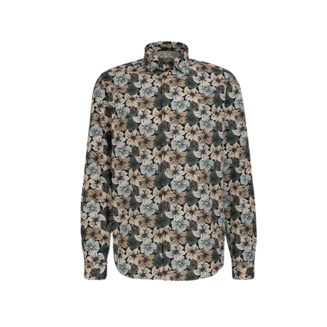 Fil Noir Deco Floral Shirt | Taupe