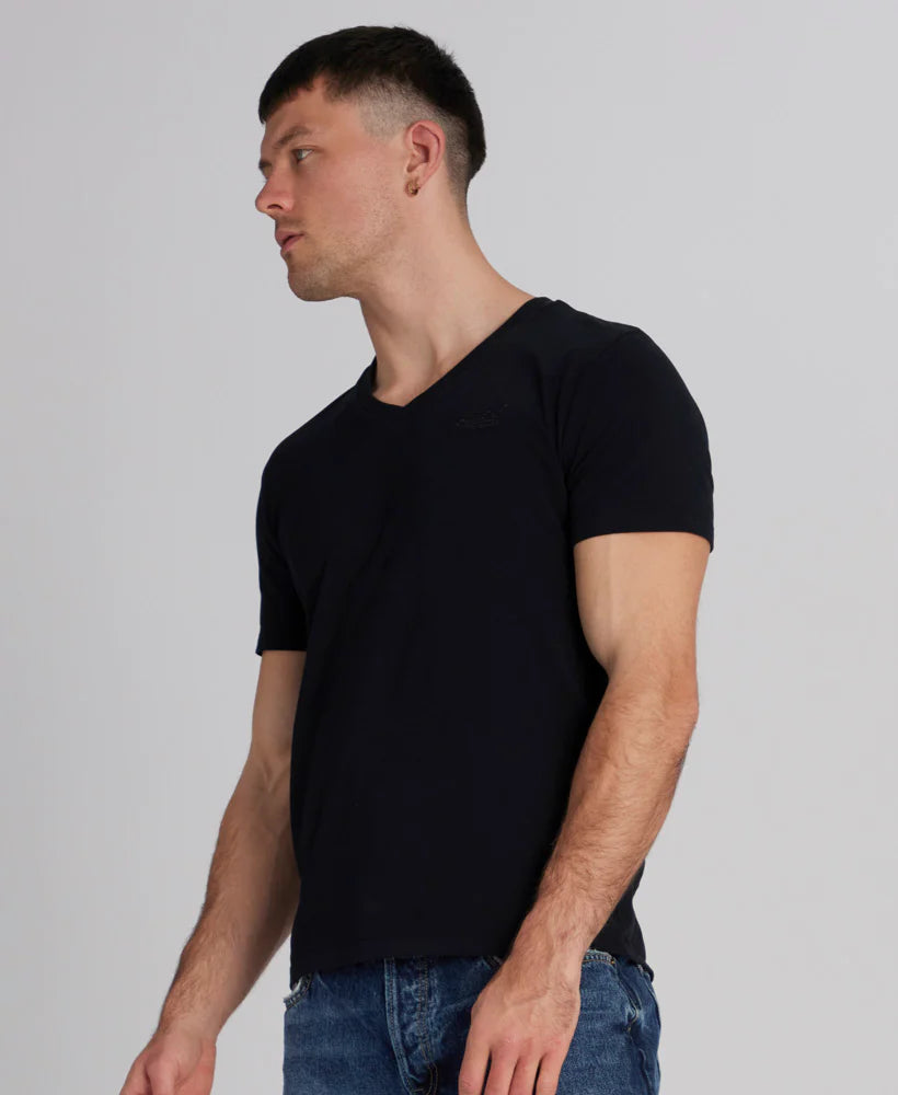 Superdry V Neck Essential T Shirt | Black
