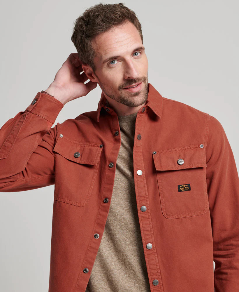 Superdry Vintage Canvas Overshirt | Smoked Cinnamon Brown