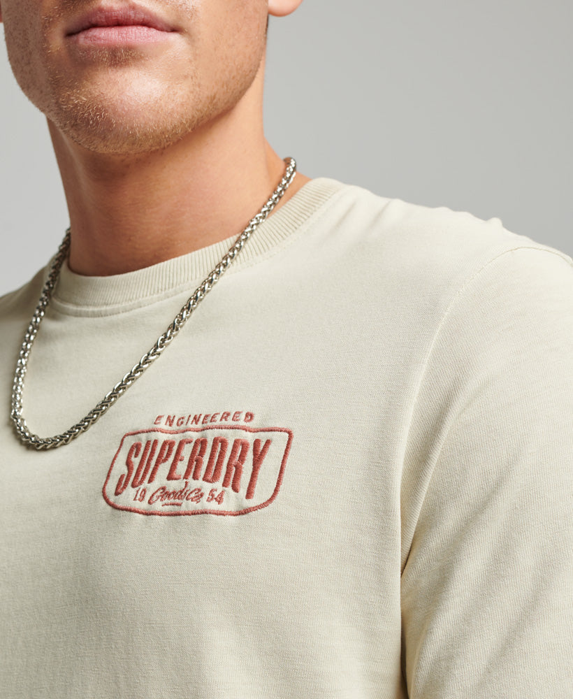 Superdry Vintage Script Workwear T Shirt | Pelican Beige