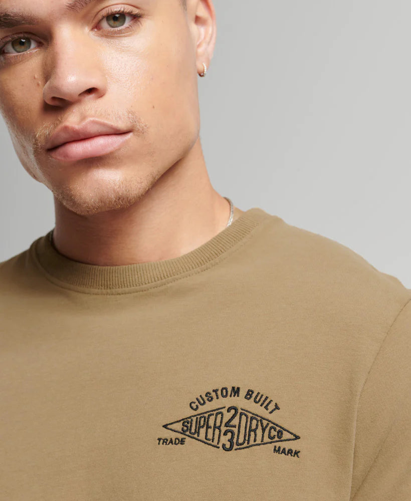 Superdry Vintage Script Workwear T Shirt | Sandstone Brown