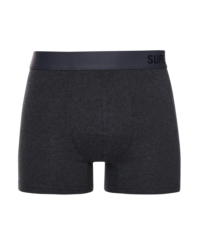 Superdry Boxer Offset Double Pack | Black/Charcoal