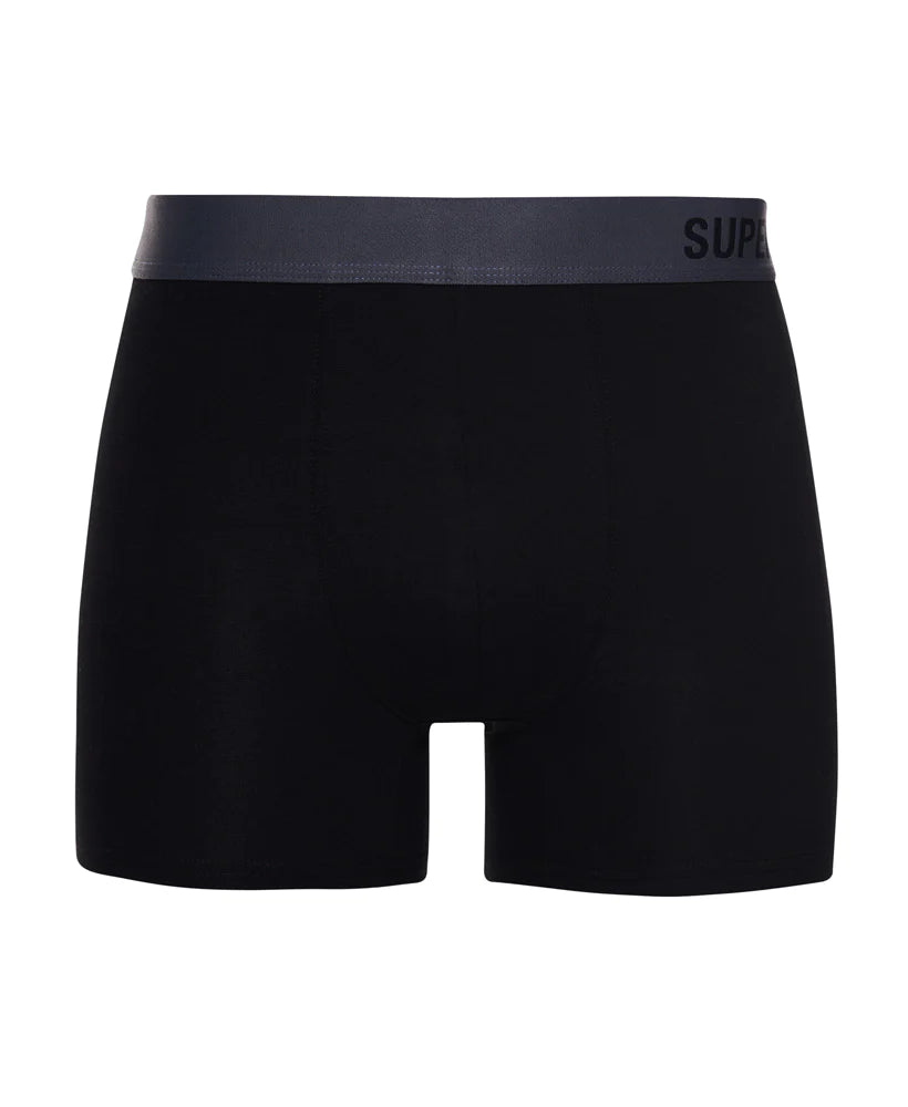 Superdry Boxer Offset Double Pack | Black/Charcoal