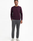 No Excess Melange Crew Neck Sweater | Dark Wine