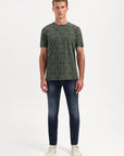 No Excess Allover Print Garment Dyed Slub T-Shirt | Dark Green