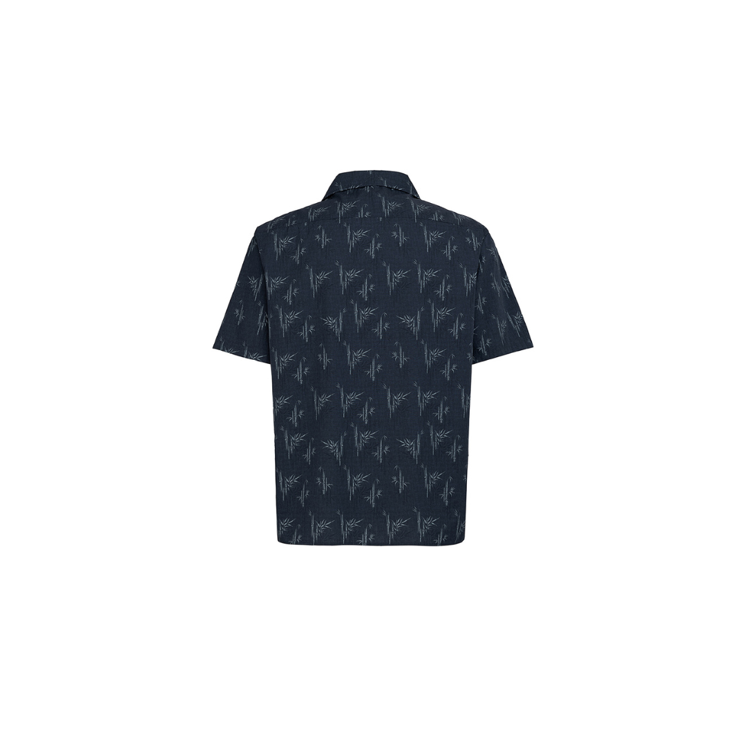 Fil Noir Blue Bamboo Short Sleeve Shirt | Night Blue