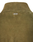 BOSS Muller Suede Bomber Jacket | Olive