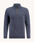 A Fish Named Mock Zip Knit Jumper | Navy Melange