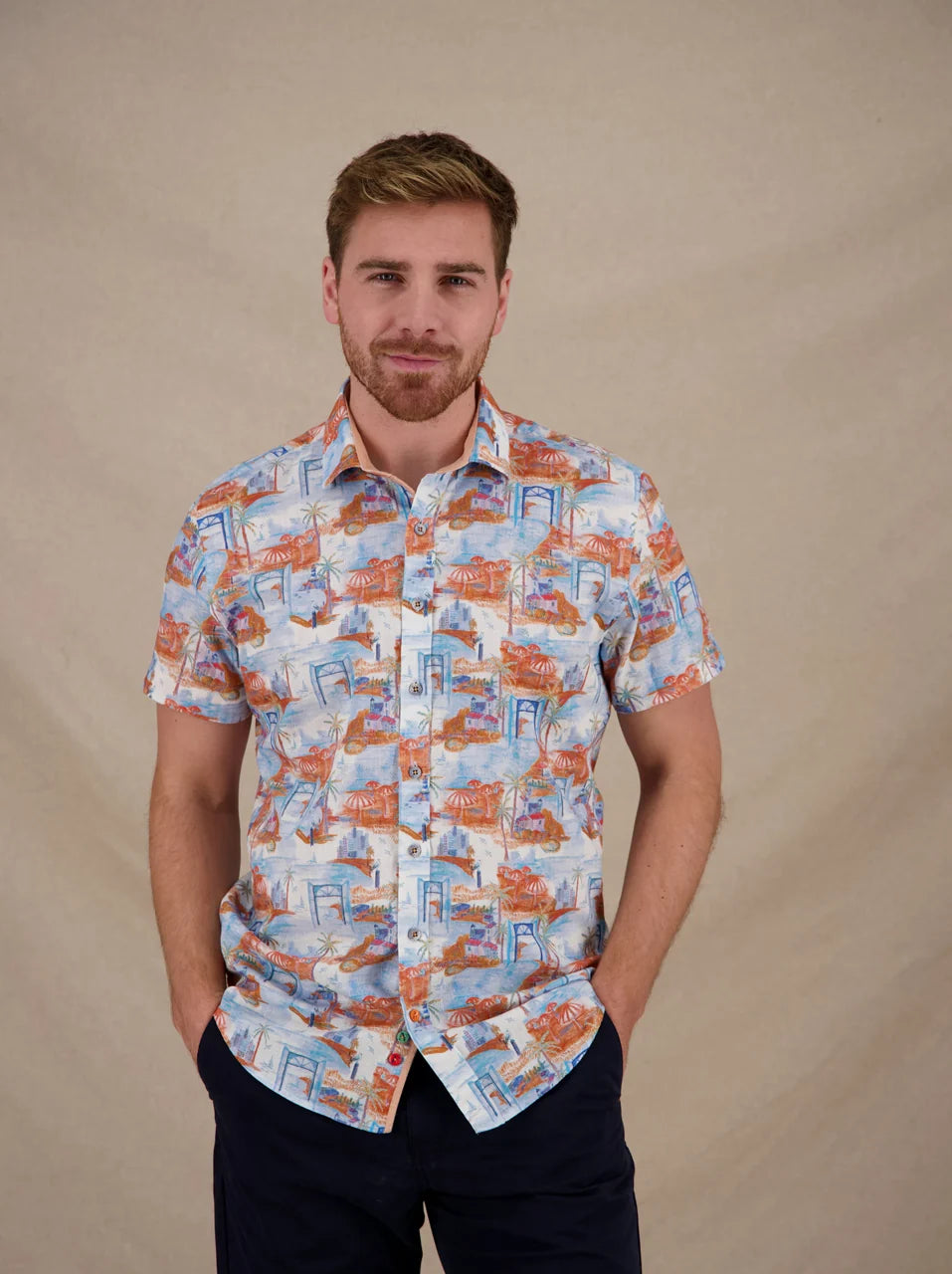 A Fish Named Fred Short Sleeve Shirt | Island in the Sun Orange