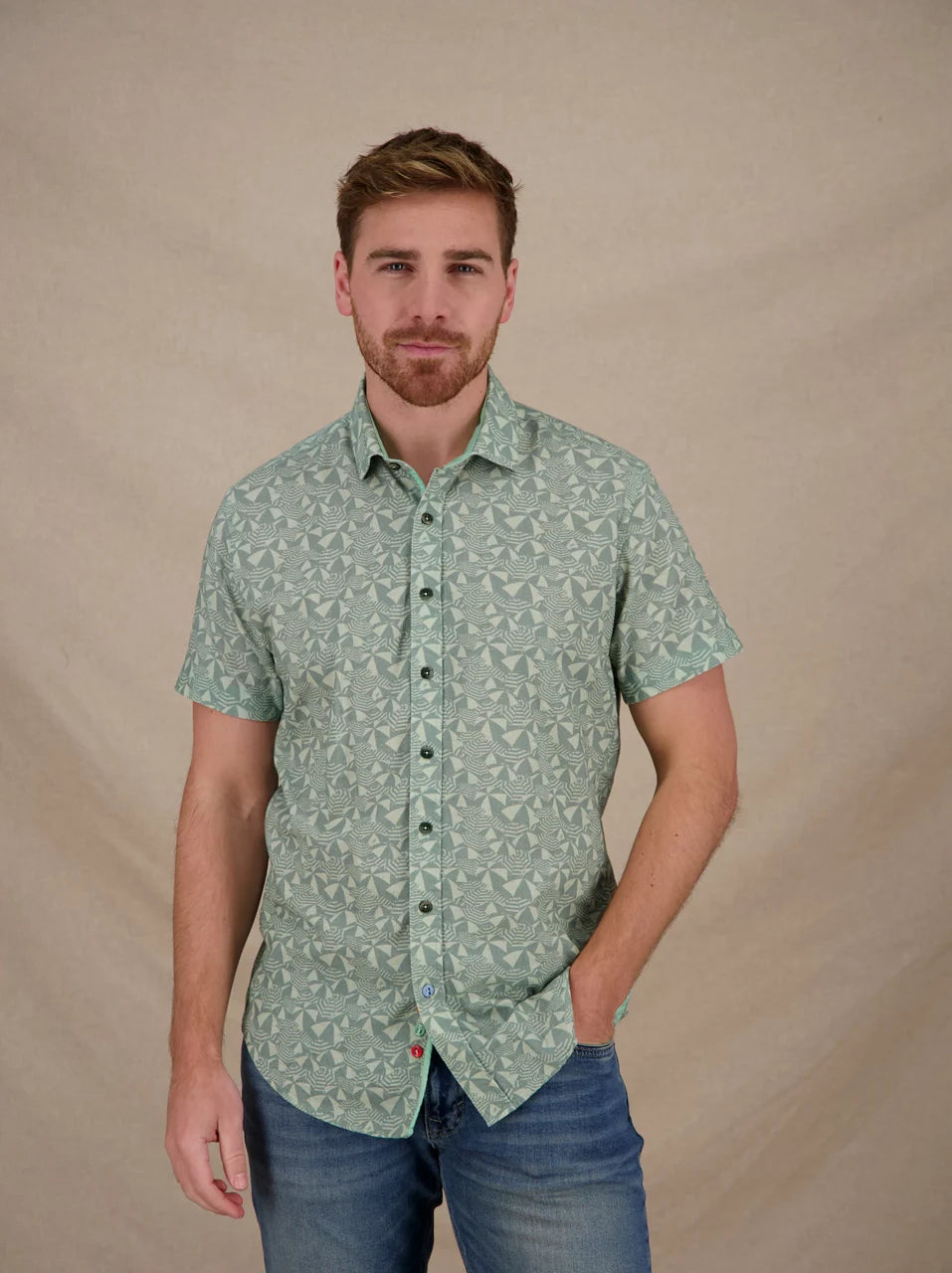 A Fish Named Fred Short Sleeve Shirt | Shadey Seagreen