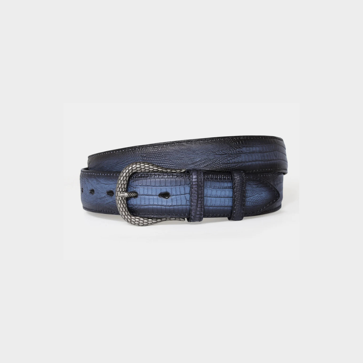 Robert Charles Leather Belt |  Navy Snake