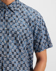 BOSS ORANGE Rash Printed Short Sleeve Shirt | Open Blue