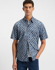 BOSS ORANGE Rash Printed Short Sleeve Shirt | Open Blue