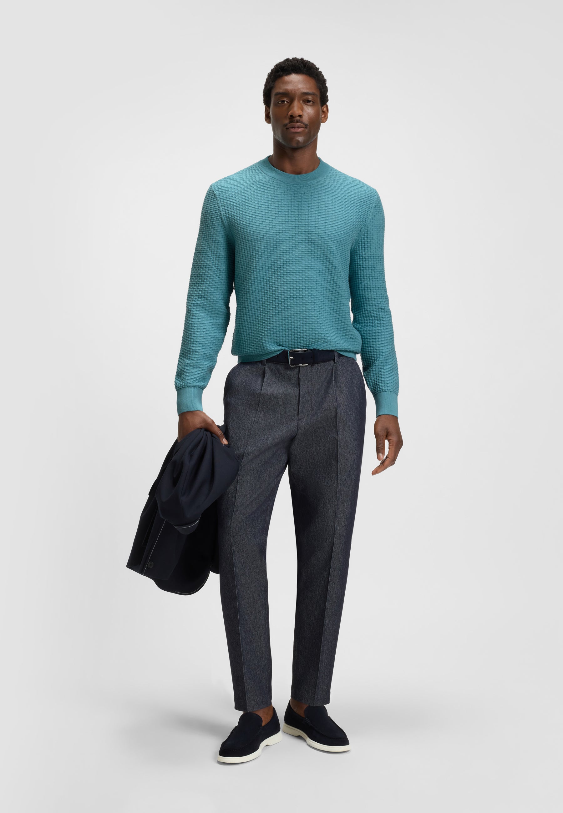 Boss FREEZER COOLER JEAB ニットセーター BOSS Imberto Basketweave Cotton Knit | Teal – LIFE FOR MEN