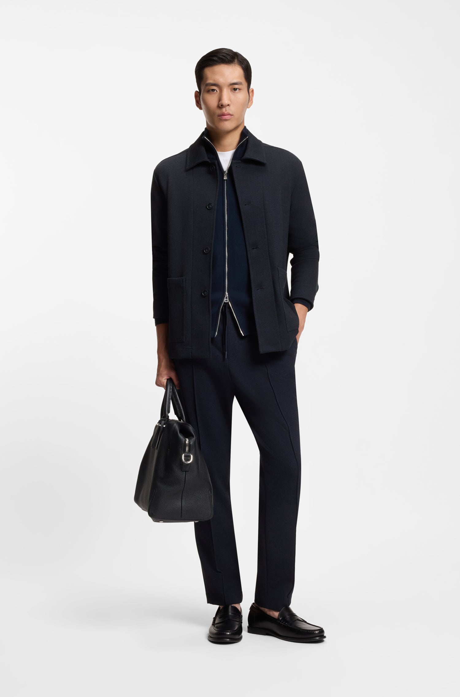 BOSS Carper Stretch Overshirt Jacket | Navy