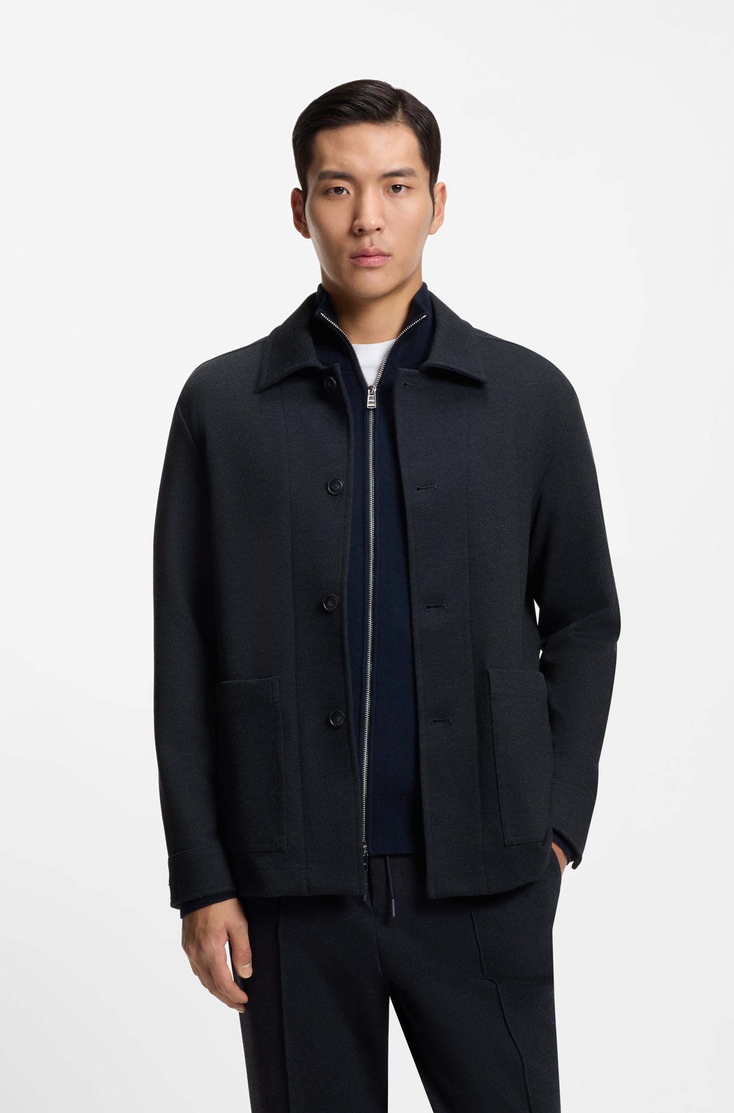 BOSS Carper Stretch Overshirt Jacket | Navy