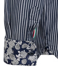 Fil Noir Long Sleeve Shirt | Navy Stripes