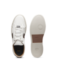 BOSS Gary Woven Detail Leather Sneaker | White-Chocolate Weave