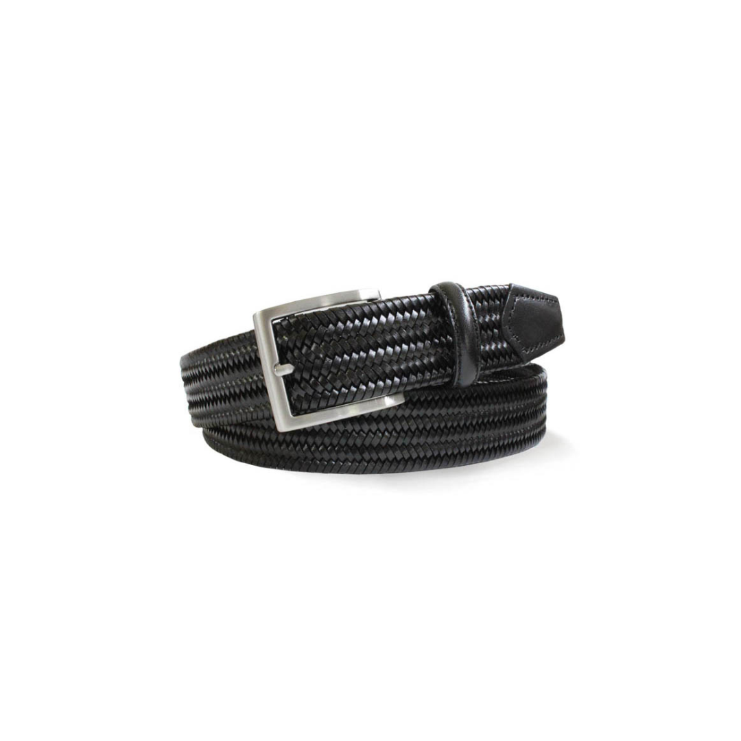 Robert Charles Woven Elastic Leather Belt | 1068 Black