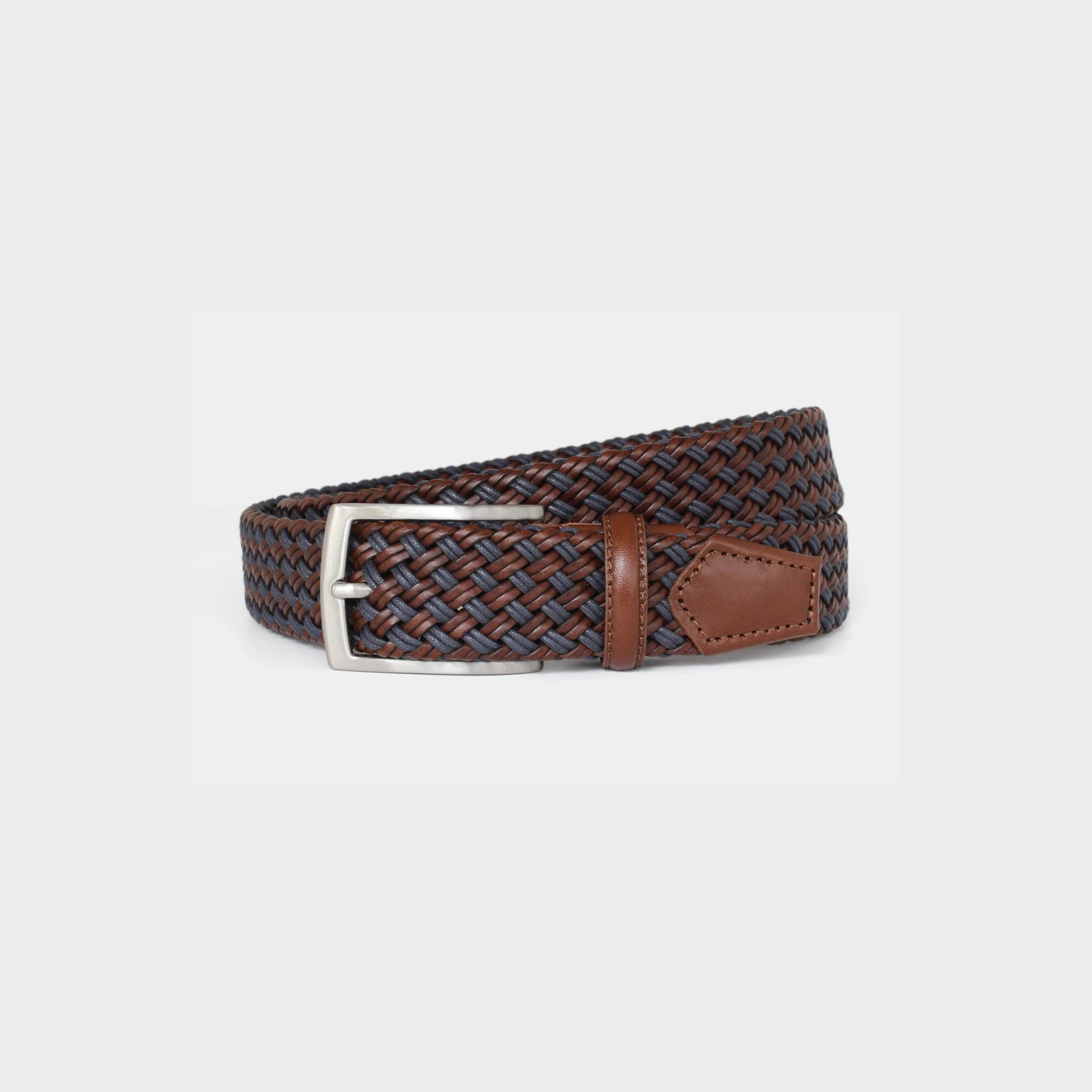 Robert Charles Woven Leather Belt | 1004 Brown/Blue