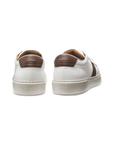 BOSS Gary Woven Detail Leather Sneaker | White-Chocolate Weave