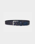 Robert Charles Woven Elastic Leather Belt | 1068 Navy Tan