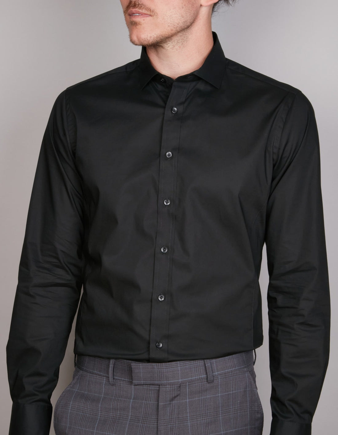 Abelard Santo Slim Spec Long Sleeve Shirt | Black