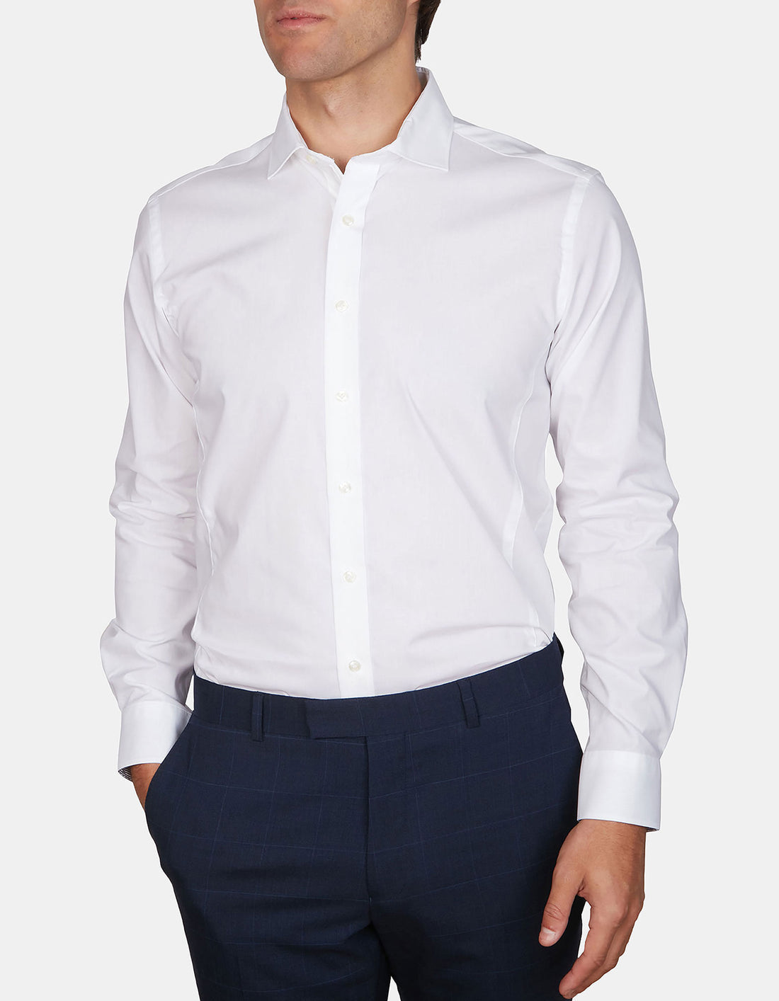 Abelard Santo Slim Spec Long Sleeve Shirt | White