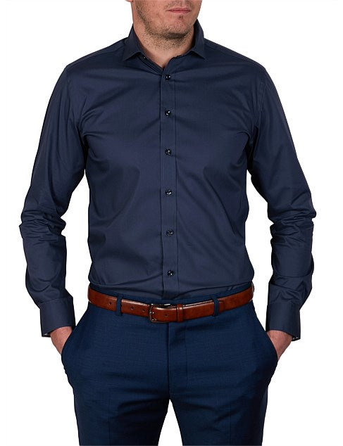 Abelard Santo Slim Spec Long Sleeve Shirt | Navy