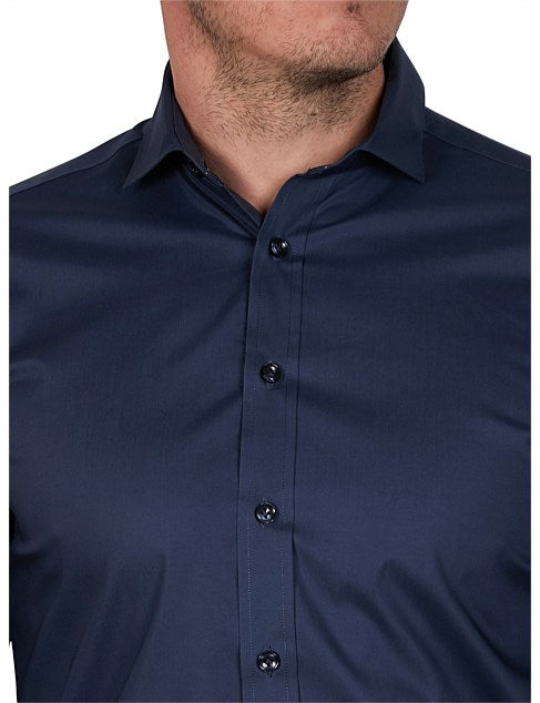 Abelard Santo Slim Spec Long Sleeve Shirt | Navy