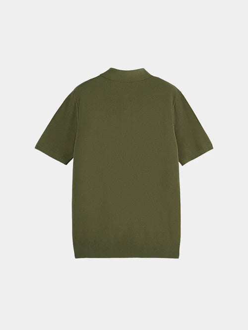 Scotch &amp; Soda Knit Polo Shirt | Olive