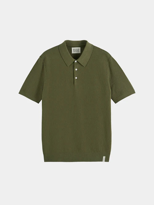 Scotch &amp; Soda Knit Polo Shirt | Olive