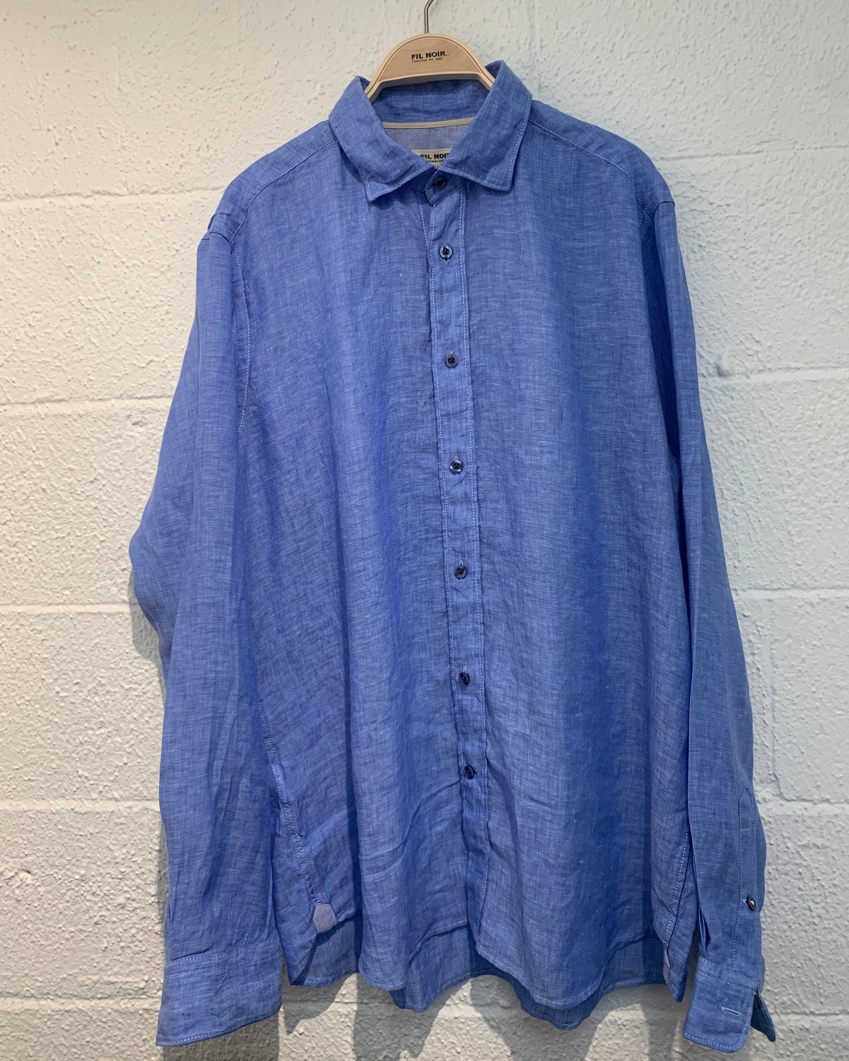 Fil Noir Roma Linen Shirt | Blue