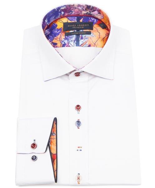 Guide London Split Cuff Long Sleeve Shirt | White