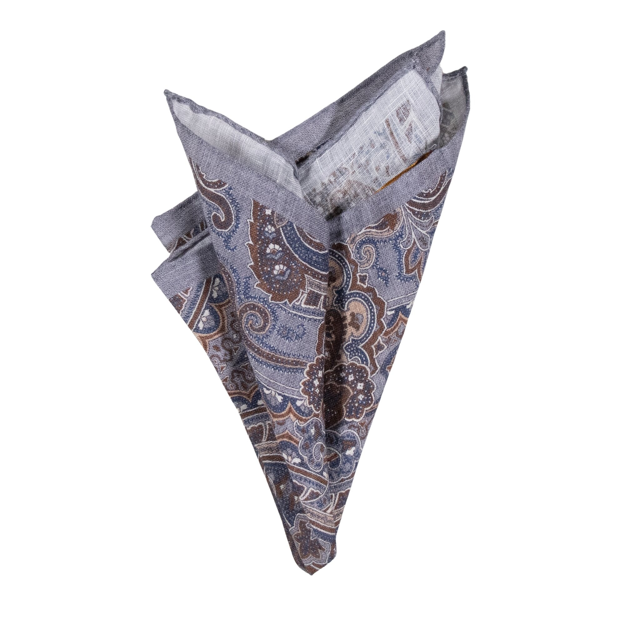 Monti Castello Pocket Square | Paisley Linen