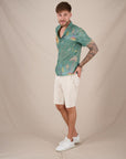A Fish Named Fred Short Sleeve Shirt | Crane Collage Green