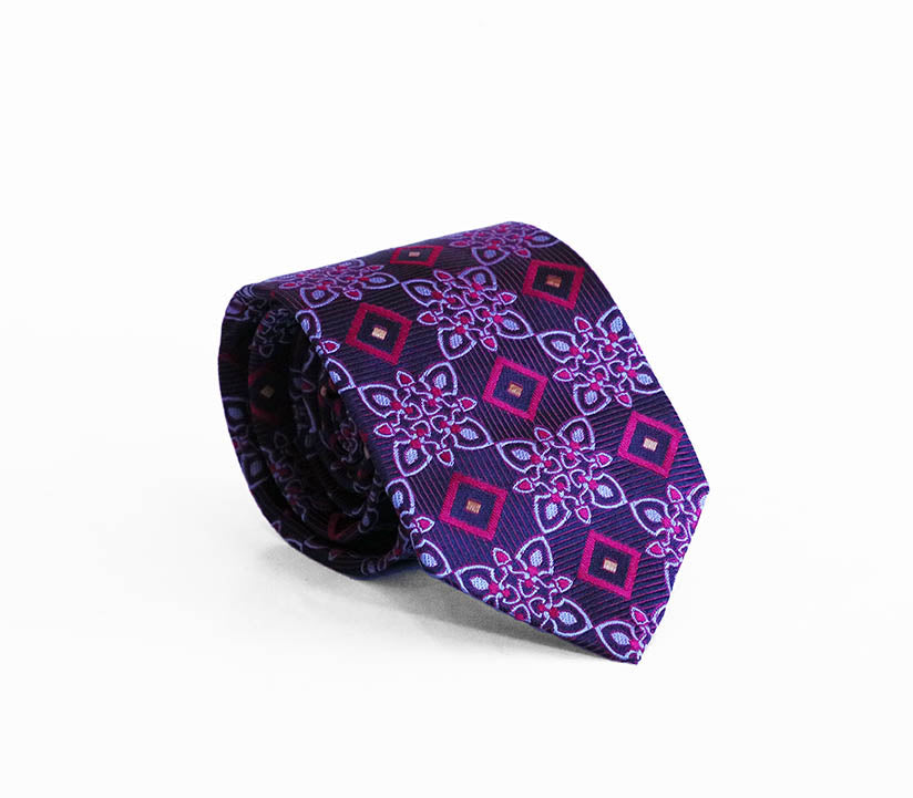 Parisian 1919 Silk Tie | Purple Pink Jacquard