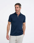 R2 Amsterdam Cotton/Linen Blend Polo | Navy