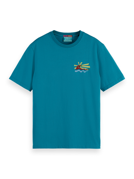 “Scotch & Soda” Sailing プリントTシャツ Blue SCOTCH&SODA T-Shirt Front Back Sailor Artwork 175569 - Color