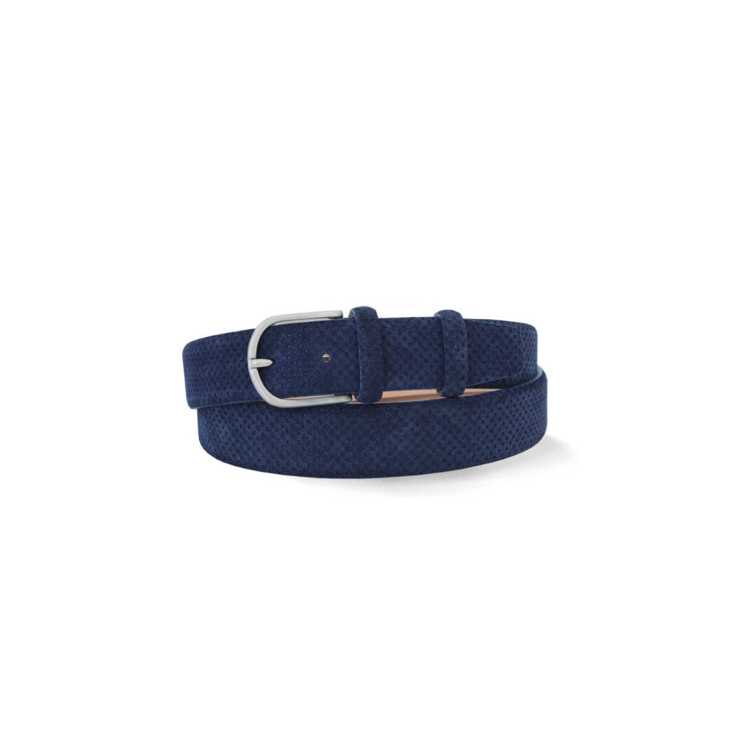 Robert Charles Suede Leather Belt | 1031 Navy Perforated